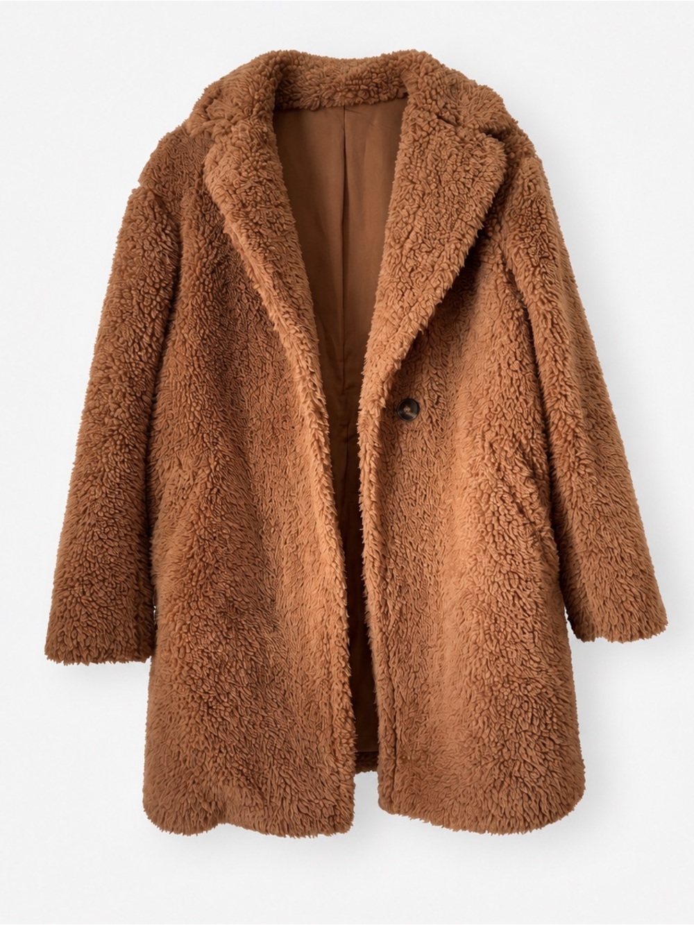 Uniqlo Plush Teddy Coat in Chestnut Brown